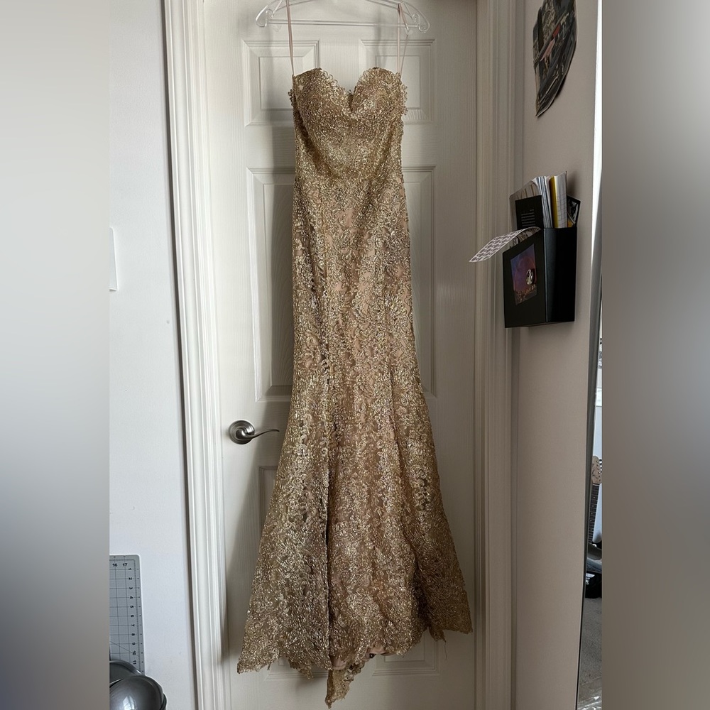 NEVER WORN Amelia Couture Gold Prom Dress